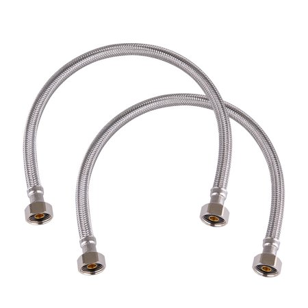 HAUSEN 20-Inch Stainless Steel Faucet Connector 1/2" FIPX 1/2" FIP, Faucet Supply Line, 2PK HA-FC-101